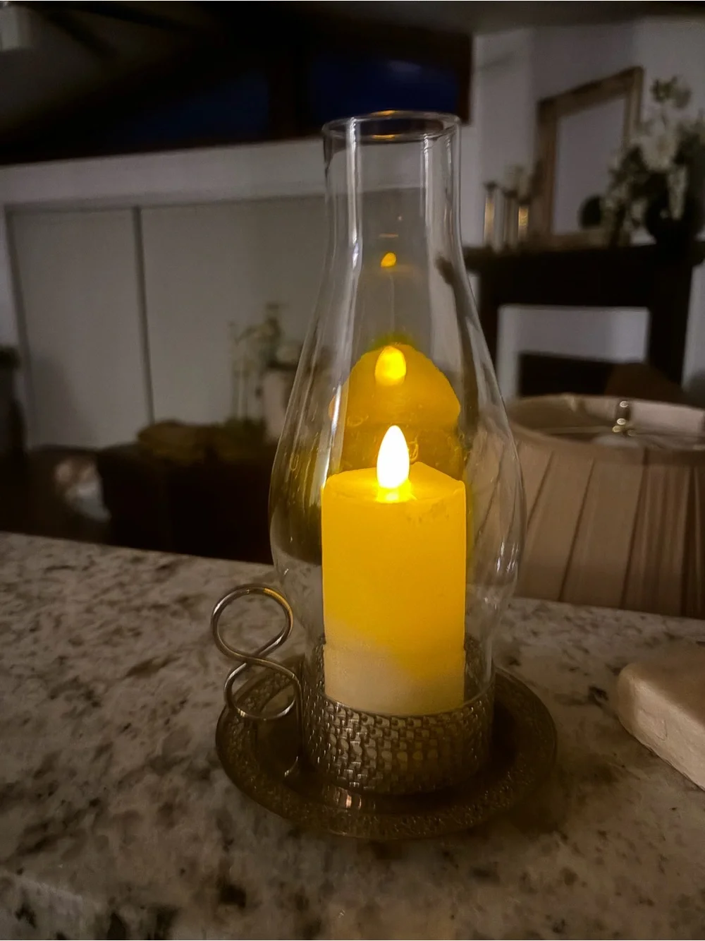 Candle with Glass Hurricane Lantern - Unbranded